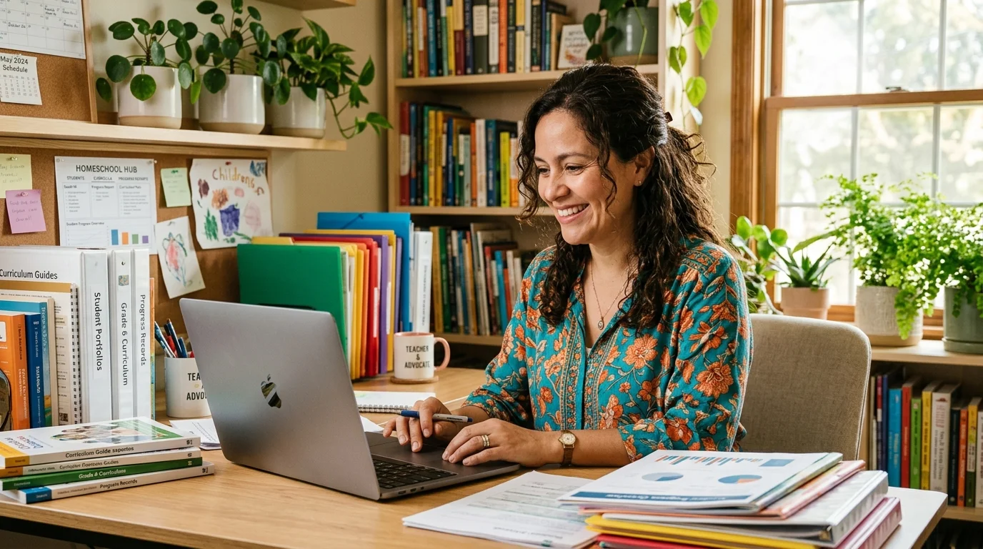 Tutora organizando un programa homeschool en una plataforma integral