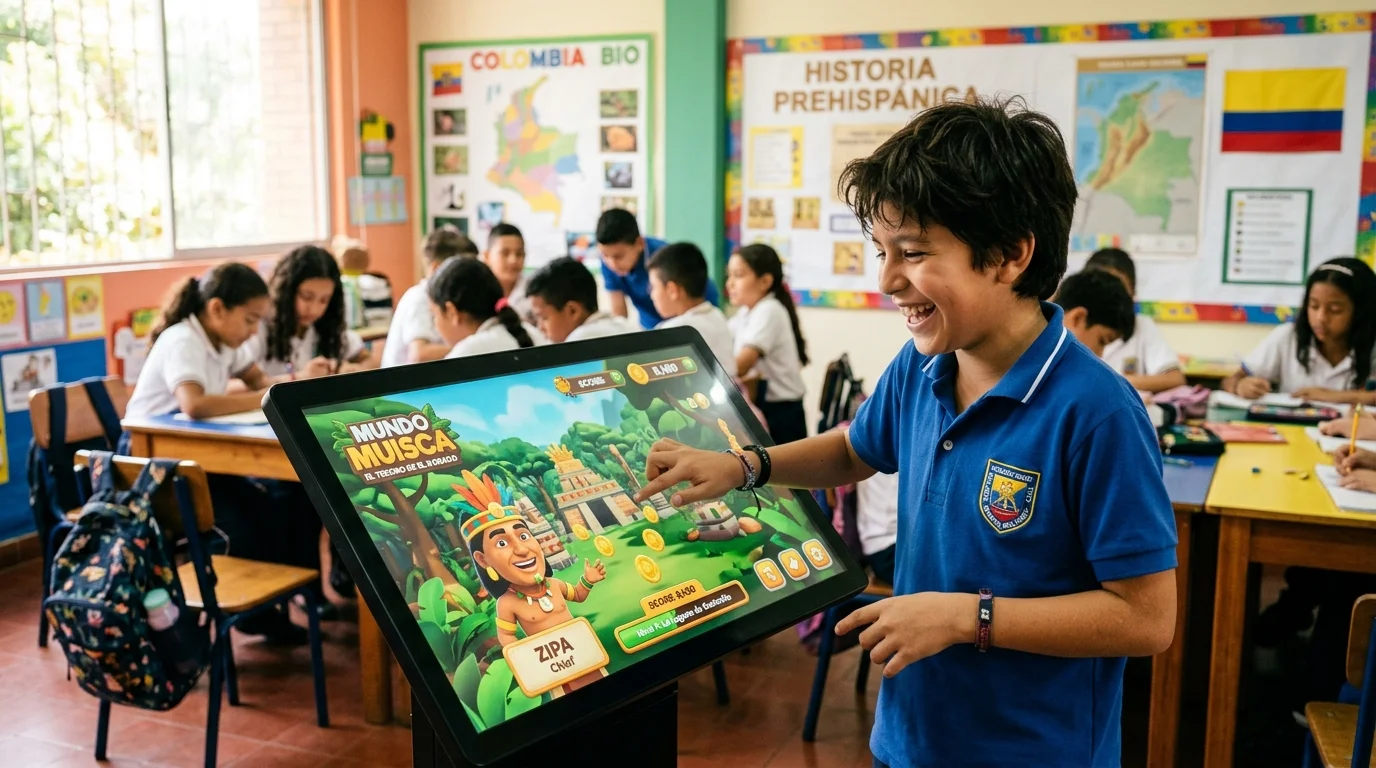 Estudiante interactuando con un objeto virtual de aprendizaje (OVA)